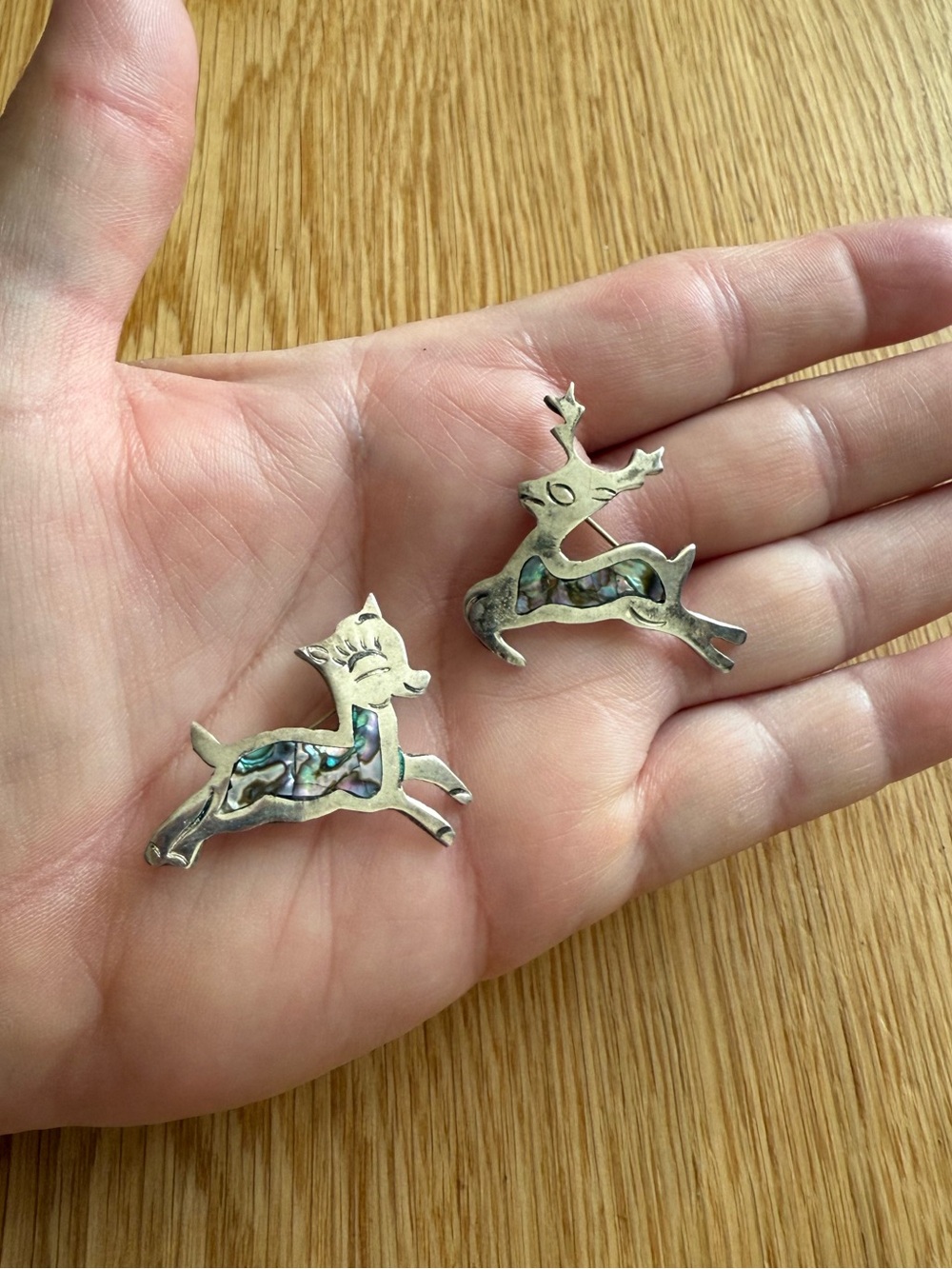 Vintage Taxco SS Reindeer Brooches